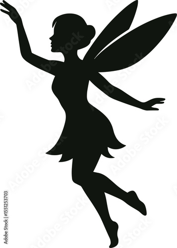Dancing Fairy Silhouette Vector – Whimsical Magical Art