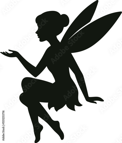 Enchanted Fairy Girl Silhouette - Flying Mythical Sprite