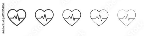 pulse heart check up icon outline ilustration vector symbol