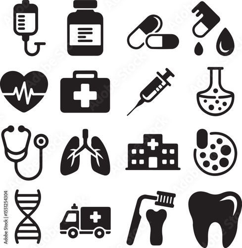 Medical Icons Healthcare Symbols 100.eps Collection for Design Projects