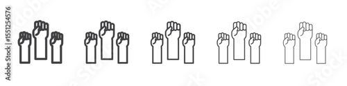 raised fists icon outline ilustration vector symbol
