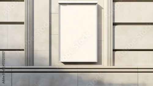 Cream billboard mockup on classic architecture with elegant soft minimalist style