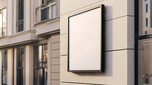 Cream billboard mockup on classic architecture with elegant soft minimalist style