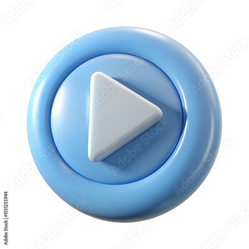 3 D Rendered Light Blue Circular Play Button isolated on a transparent background circle
