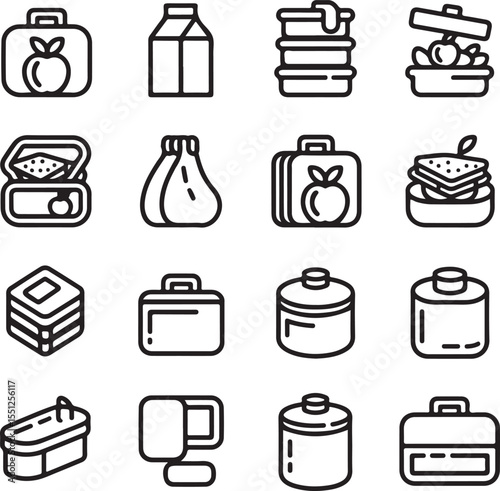 Lunchbox Icons A Collection of Line Art Designs for Food Packaging and Meal Prep