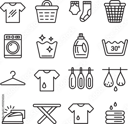 Laundry Day Essentials Clothing Care Icons & Symbols