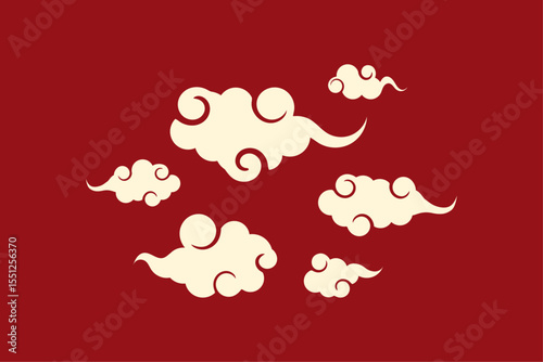 Chinese style clouds and red background