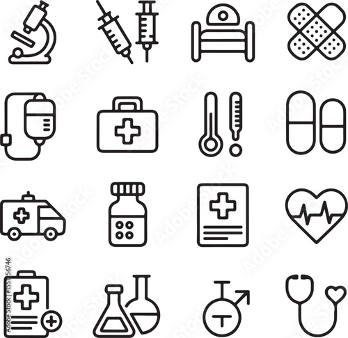 Medical Icons Healthcare Symbols and Line Art Graphics