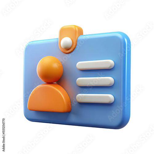 3 D Rendered Light Blue Rounded Rectangle I D Card isolated on a transparent background