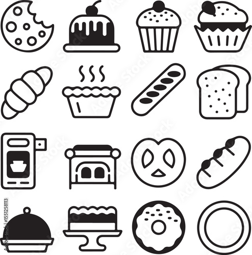 Delicious Bakery Icons Bread, Cakes, Pastries & More