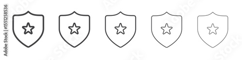 Shield star icon outline ilustration vector symbol