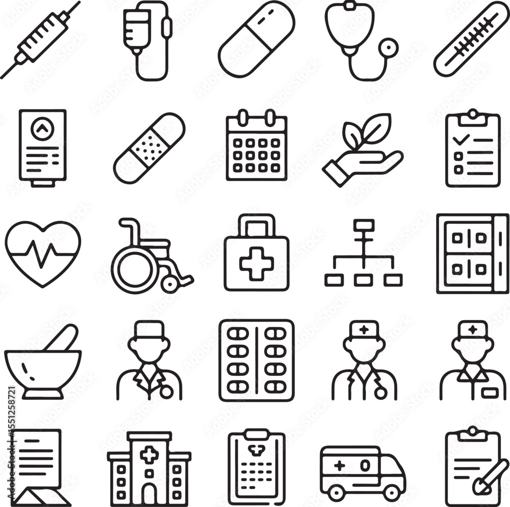 Medical Icon Set Healthcare Symbols for Websites and Applications Medical Icon Set Healthcare Symbols for Websites and Applications