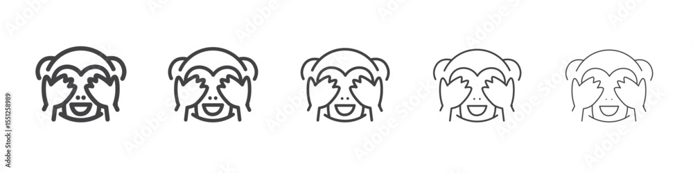 Obraz premium Shy monkey icon outline ilustration vector symbol