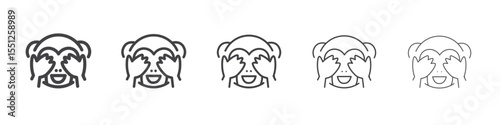 Shy monkey icon outline ilustration vector symbol
