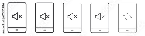 silent phone icon outline ilustration vector symbol