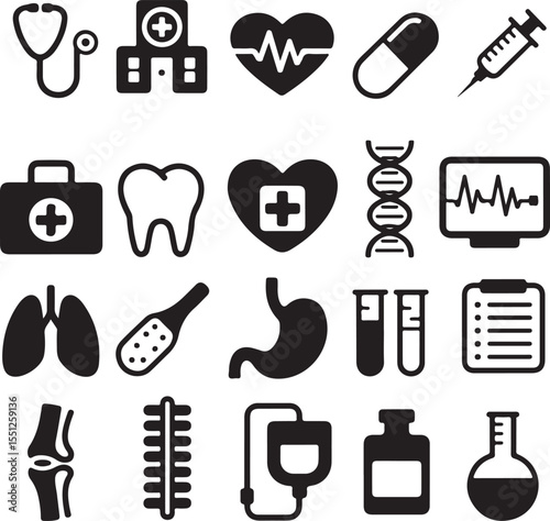 Medical Icons Healthcare, Hospital, and Medical Symbols Collection