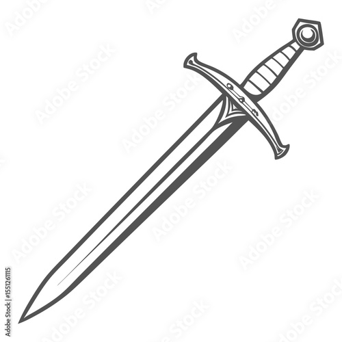 Monochromatic illustration of a medieval sword