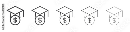 Student Support with Money icon outline ilustration vector symbol
