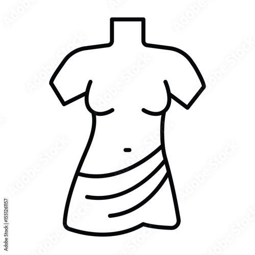 Greek statue of woman thin line icon, city museum concept. Vector graphics. Woman plaster figure, sculpture sign on white background, style mobile or design.