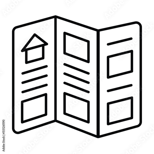 Event flyer thin line icon, city museum concept. Vector graphics. Paper booklet, polygraphy sign on white background, style mobile or design.