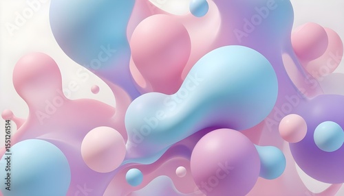 A dreamy abstract art piece featuring flowing shapes and pastel colors.