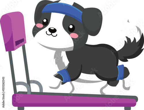 Adorable Puppy Running on Treadmill Fitness Fun for Canine Companions