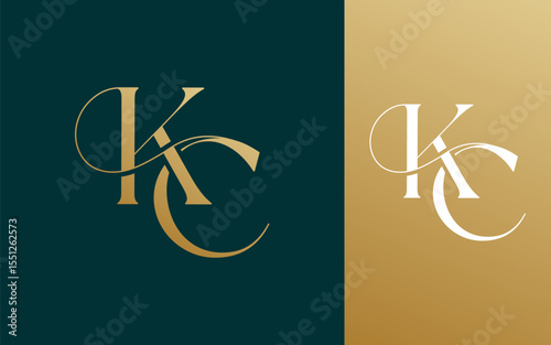 Initial letter KC CK logo design vector illustration for couple, wedding, and business