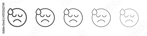 Tired Social media emoji icon outline ilustration vector symbol