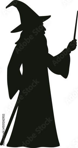 Enchanted Wizard Silhouette - Fantasy Spell Caster Clipart