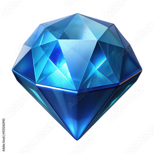 Brilliant Blue Faceted Sapphire Gemstone isolated on a transparent background jewel