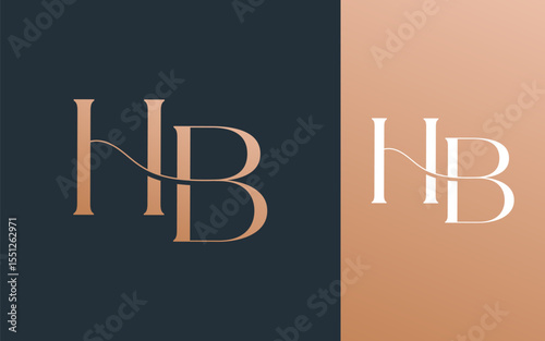 Initial letter HB BH logo design vector illustration for couple, wedding, and business