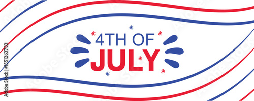 USA border, American flag stars banner, 4th July, isolated with white background.