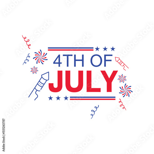 USA border, American flag stars banner, 4th July, isolated with white background.