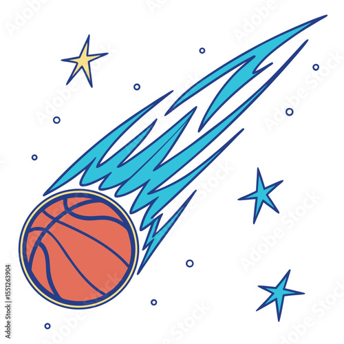 Basketball comet a cosmic sports illustration