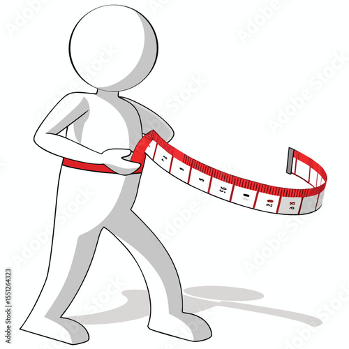 Simple figure measuring waist with tape measure