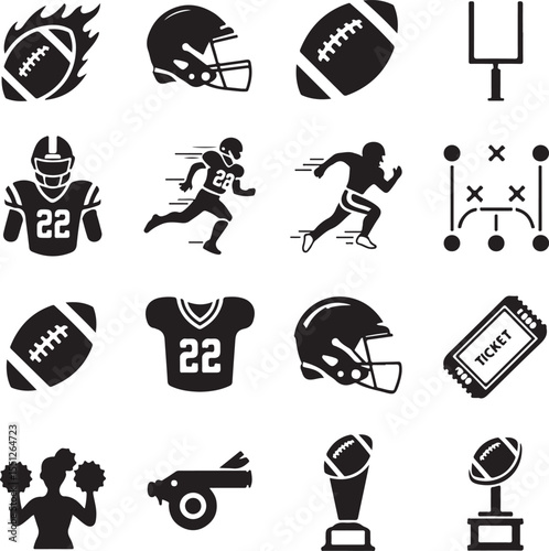 Quarterback Throwing Pass Silhouette

Touchdown Celebration Vector Design

Football Player in Action Silhouette

Helmet and Ball American Football Art

Team Huddle on Field Silhouette Scene
