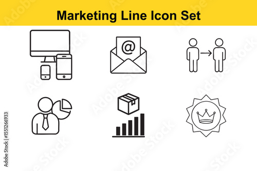 Marketing and Business Line Icon Set for Website and Application Design set