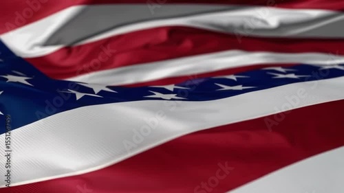 High Speed Slow Motion Close Up of US Flag Blowing in Breeze with Vibrant ColorsVideo Background