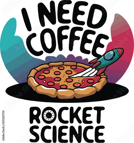 I Need Coffee T-Shirt Design | Funny Caffeine Addict Quote with Cute Cartoon Style

