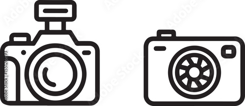 Sleek Camera Icons Capturing Memories with Precision and Style Representing Photographic Equipment for Digital Art and Design Projects