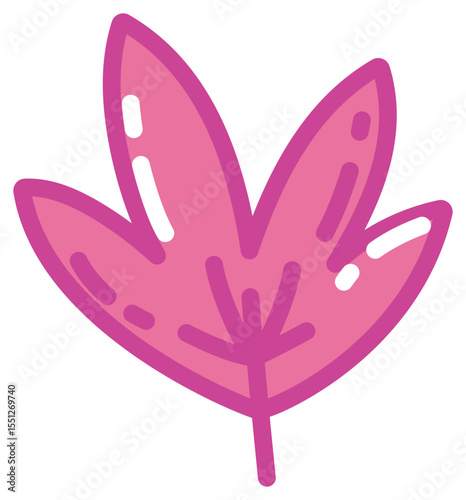 Pink Autumn Leaf Illustration Vector Graphic for Fall Designs