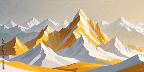 Icy mountain peaks under a winter sky, a snowy landscape view of nature's cold, white beauty