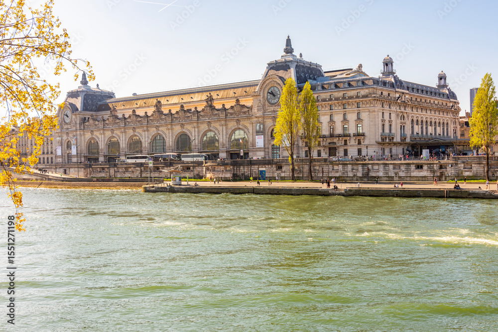 Fototapeta premium Orsay museum (Musee d’Orsay) along Seine river in Paris, France