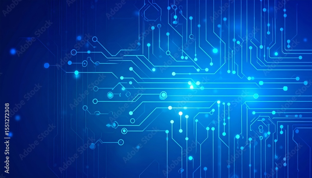 Naklejka premium Blue circuit board technology background with a digital network pattern