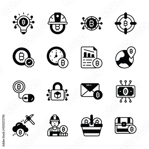 Latest collection showing glyph icons of bitcoin market