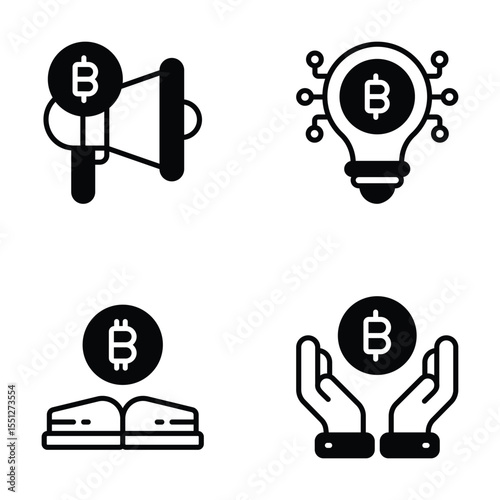 Get this amazing pack of bitcoin and btc services glyph icons