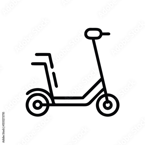Electric scooter with seat mobility scooter personal transportation line art vector illustration design