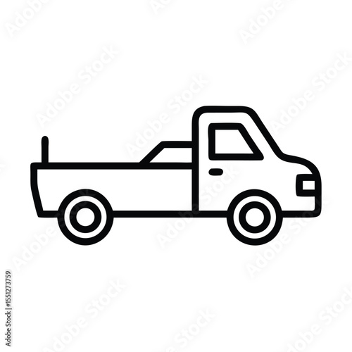 Outline pickup truck vector graphic illustration for transportation and automotive design needs online