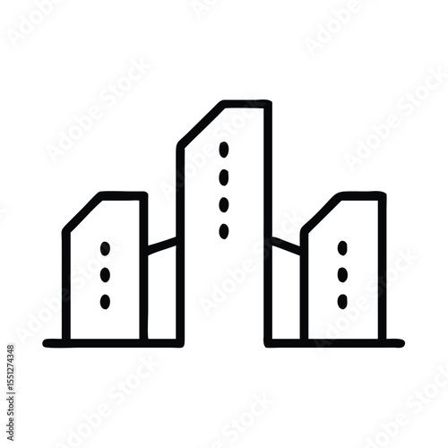 Outline cityscape illustration of modern buildings and skyscrapers architectural design and urban skyline drawing