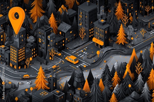 Urban Adventure Exploring a Miniature Orange Infused City